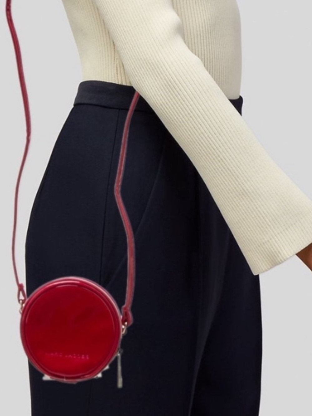 Marc Jacobs Patent Leather Crossbody Round Micro Bag in Red